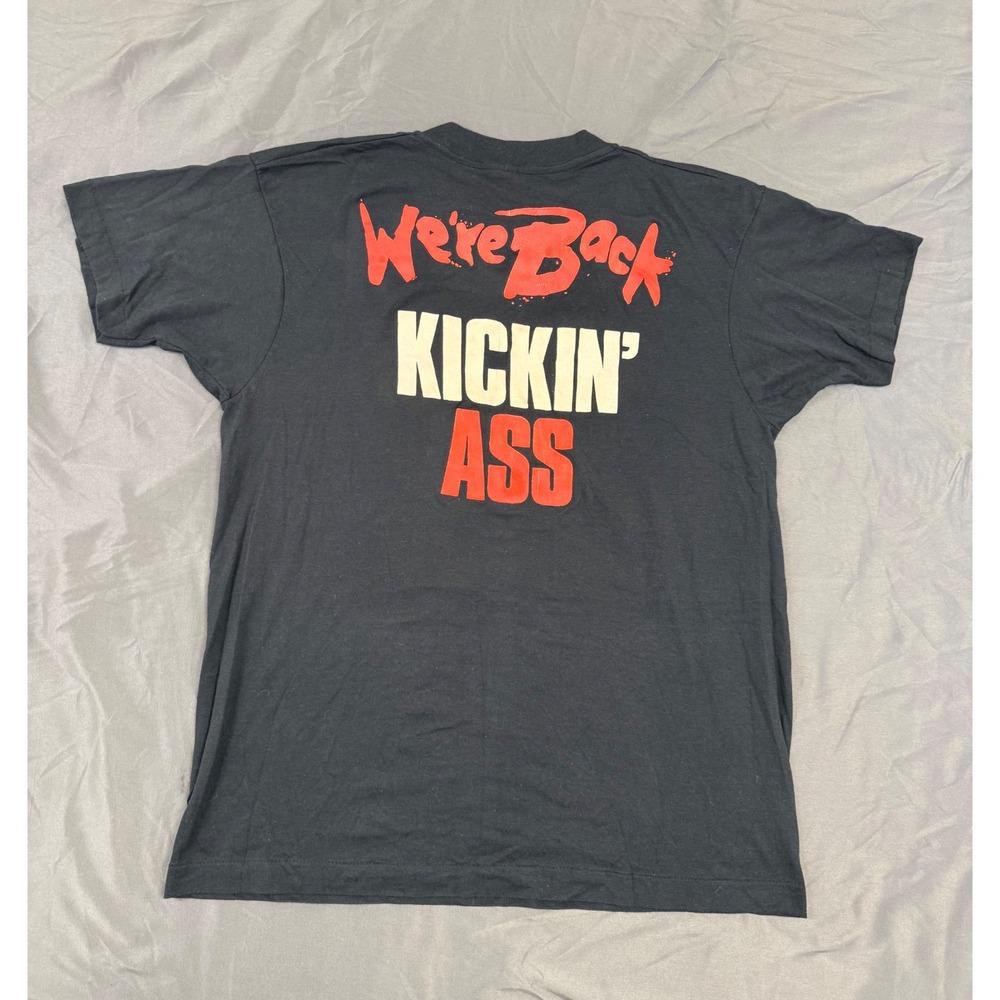 Vintage‎ 1989 Bon Jovi Tour Shirt Screen Stars XL Black Skull Graphic Rock Tee - Picture 9 of 13